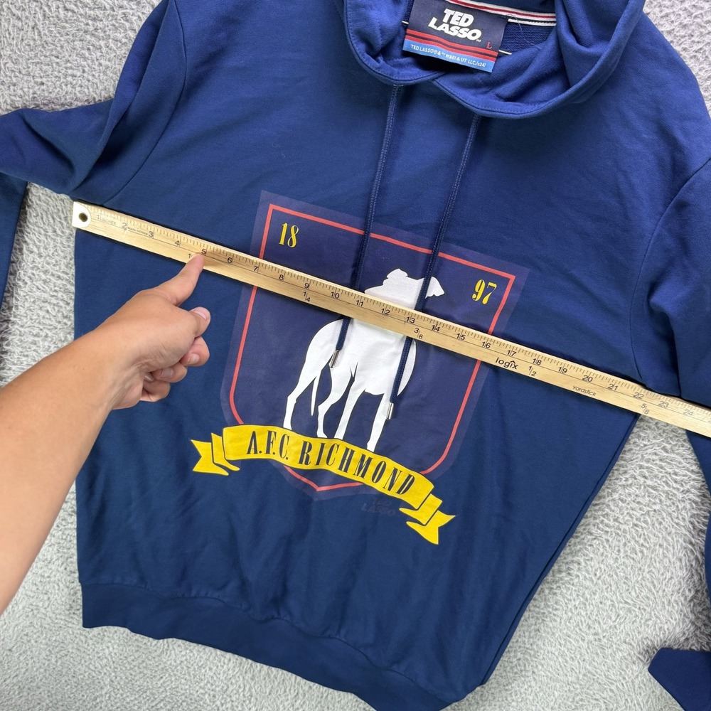 Ted Lasso AFC Richmond Hoodie Mens Large Blue Sweatshirt Greyhounds Lightweight. - Picture 9 of 11
